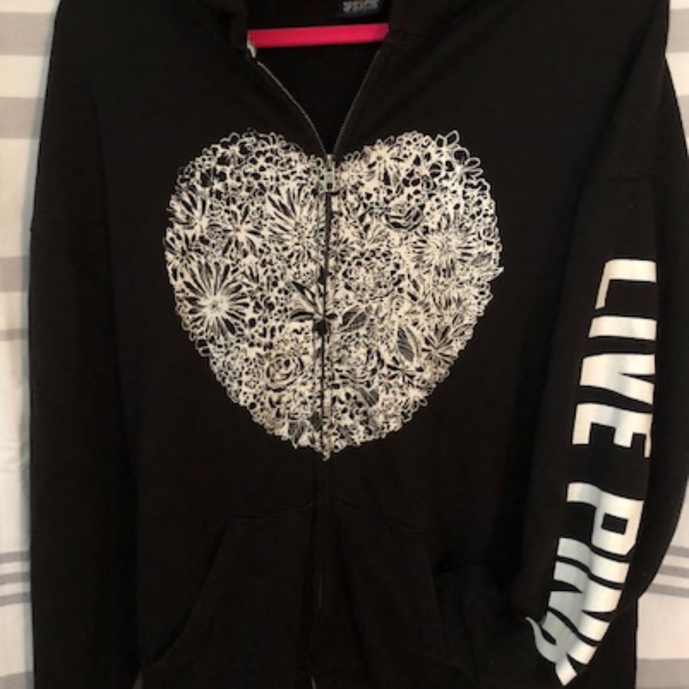Black Oversized VS Jacket with Detailed Heart